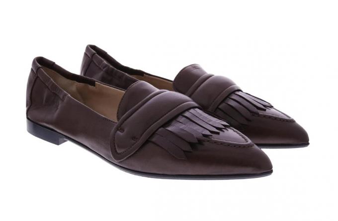 Wijnrode loafers met fringes