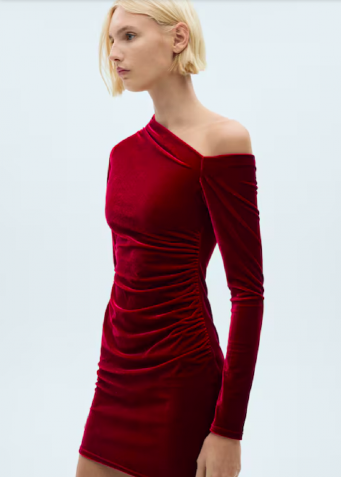 Robe asymétrique en velours 