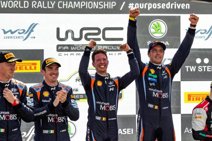 Thierry Neuville, Martijn Wydaeghe, Craig Breen en Paul Nagle in 2021 in Ieper.