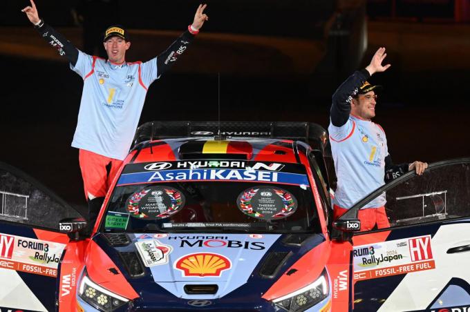 Thierry Neuville en Martijn Wydaeghe kroonden zich in Japan tot eerste Belgische wereldkampioenen rally.