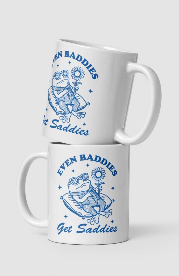 Mok met opschrift 'Even baddies get saddies'