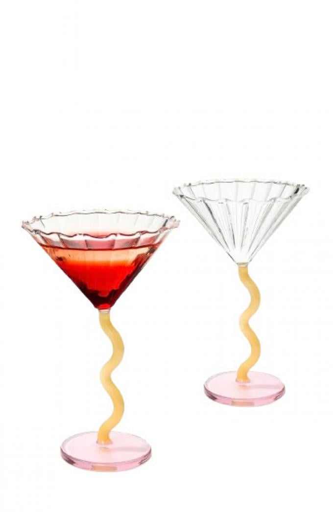 Set van twee cocktailglazen 'Curve' 