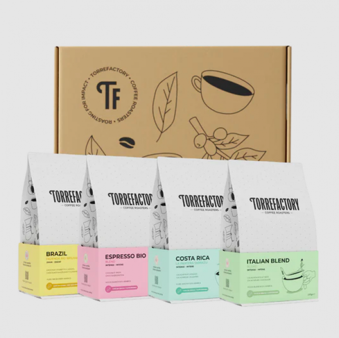 Un coffret avec des cafés 