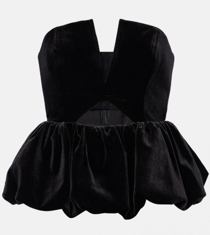 Fluwelen top met peplum detail