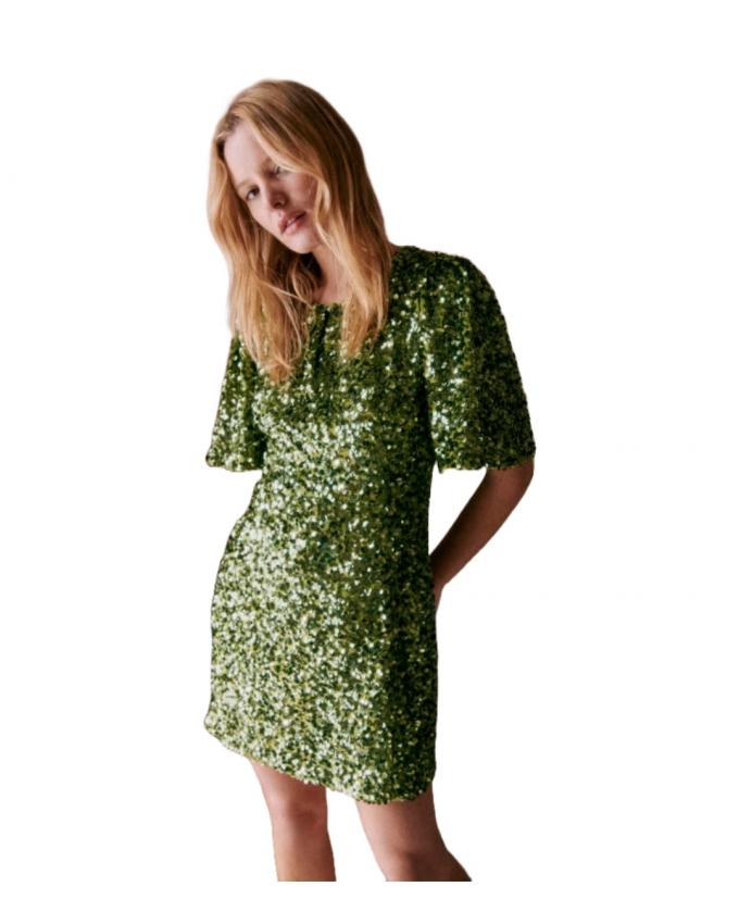 Groene glitterjurk