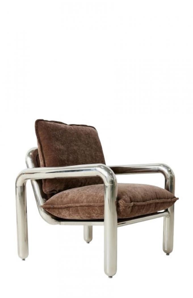 Loungefauteuil uit chroom met fluwelen kussens (85 x 90 x 85 cm)