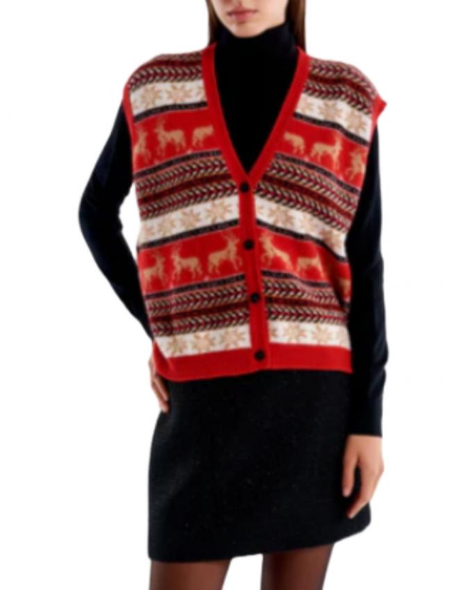 Rode cardigan met atzeco motief