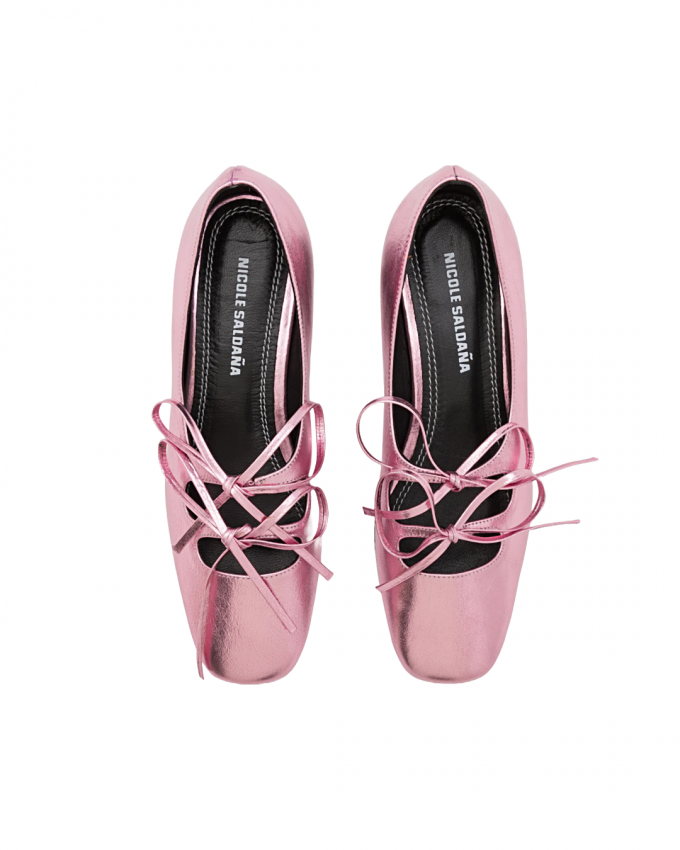 Roze ballerina's met strikjes 