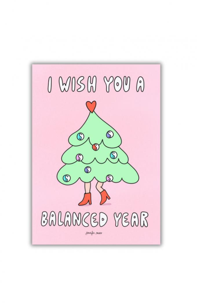 Wenskaart 'I wish you a balanced year' 