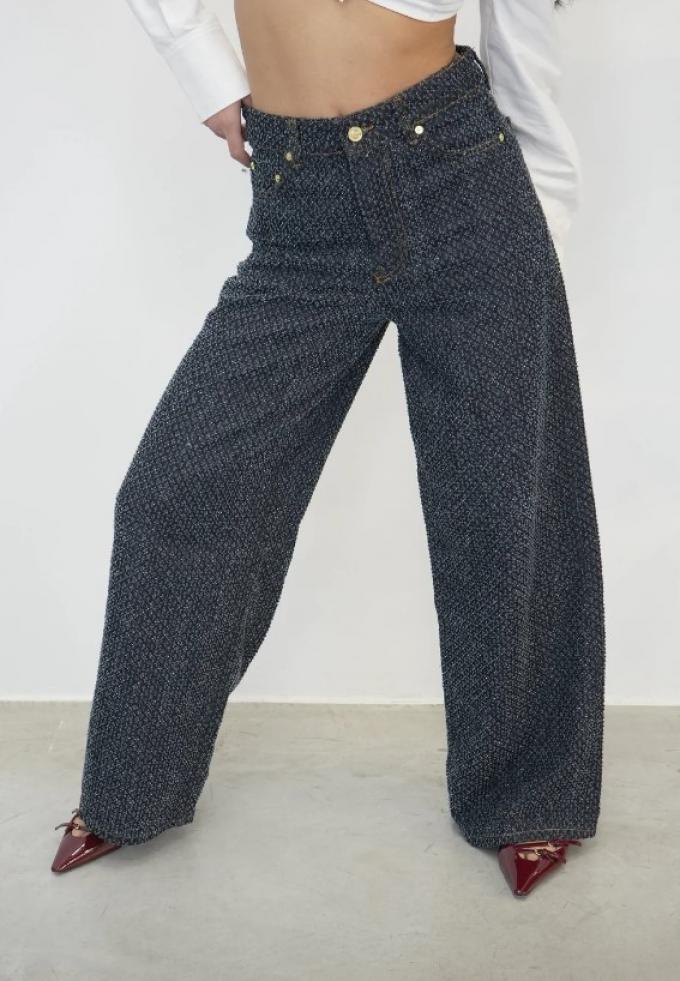 Hoog getailleerde baggy jeans met embellishments