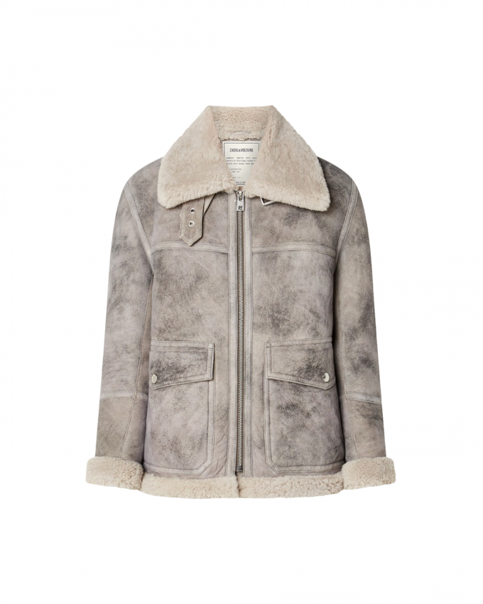 Leren jas met shearling 