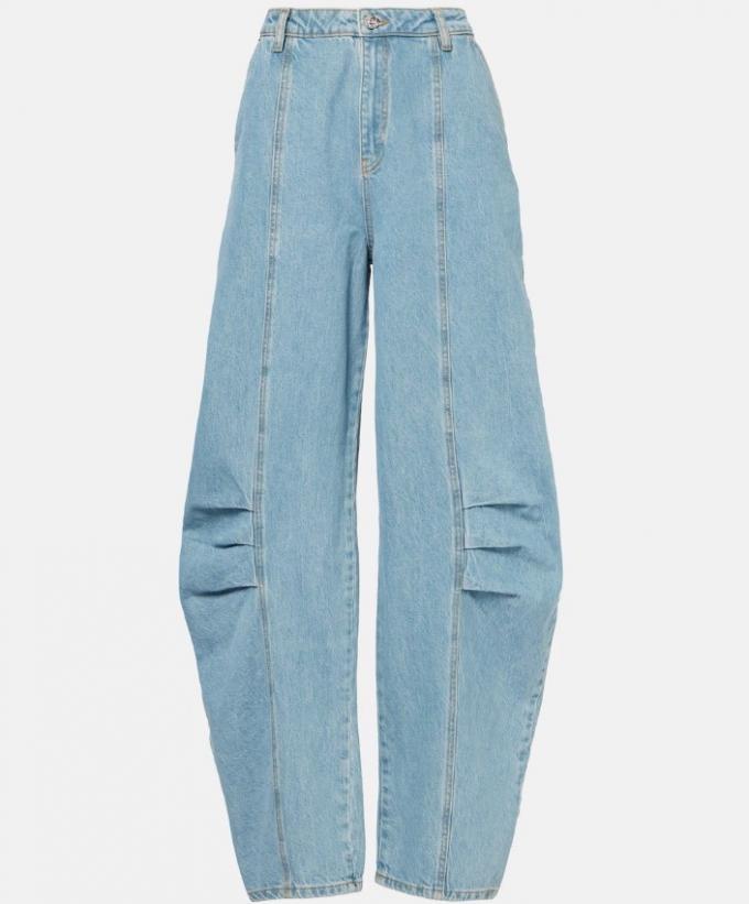 Barrel-leg jeans met plooitjes aan knie