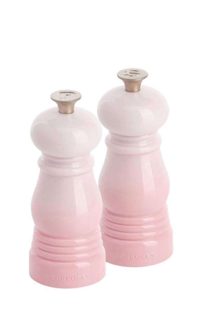 Mini peper- en zoutset in de tint 'shell pink' (H 12 cm)