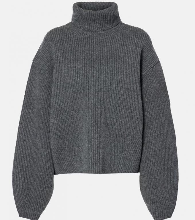 Grijze boxy knit met kol