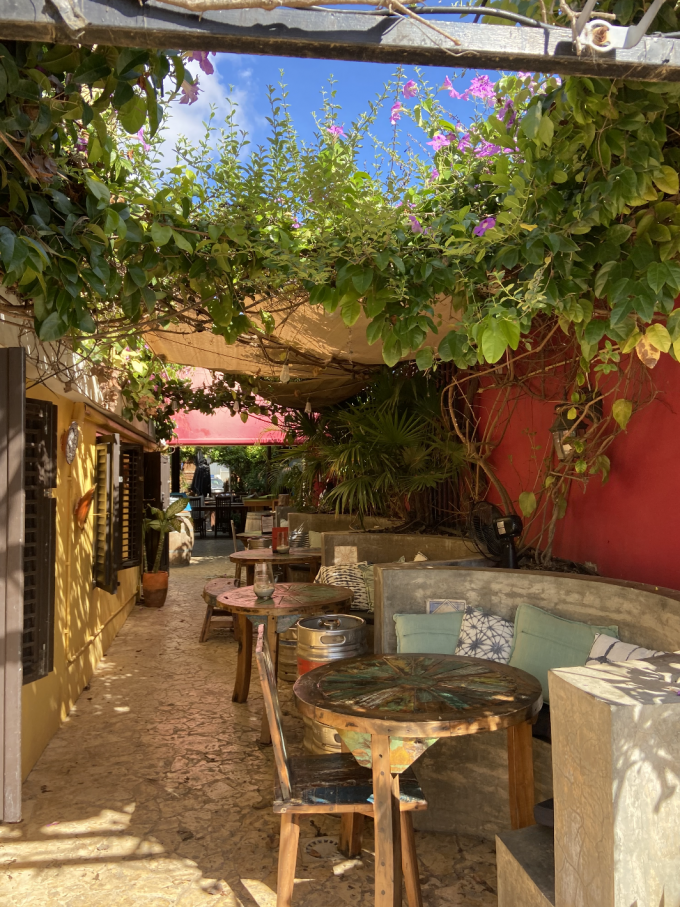 Dîner dans le jardin intérieur de La Cantina