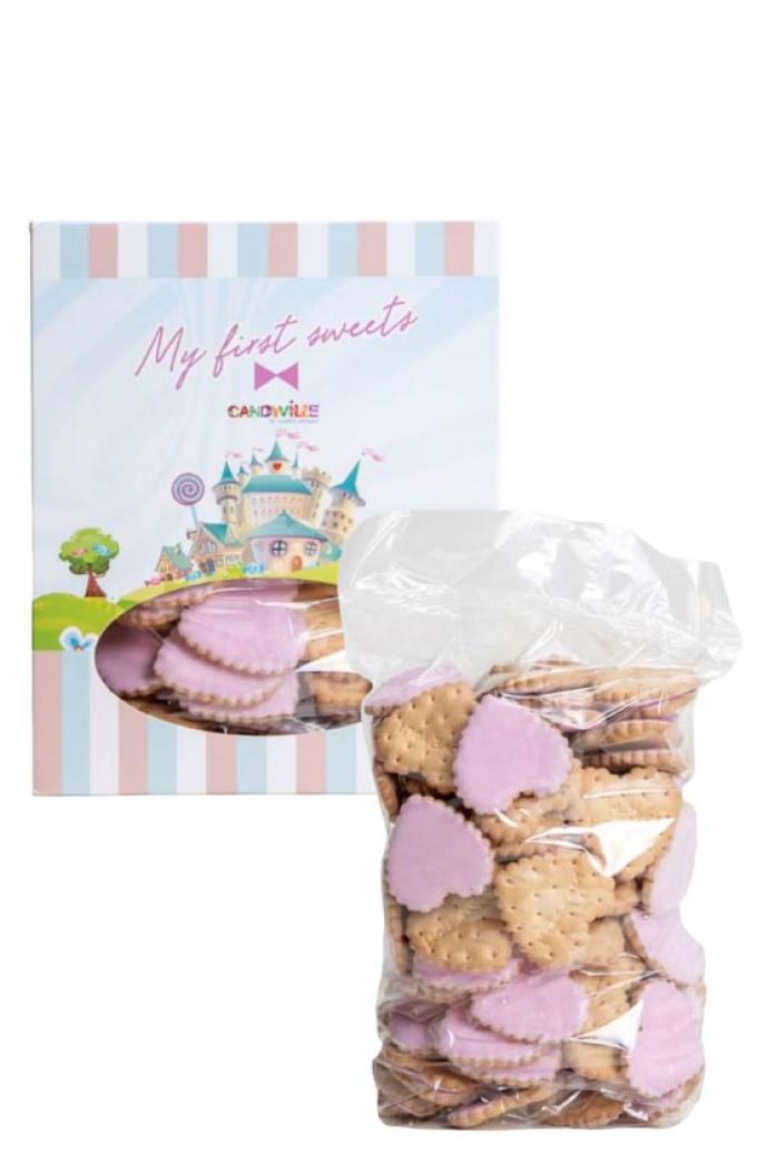 Roze hartvormige likkoekjes (500 gr)