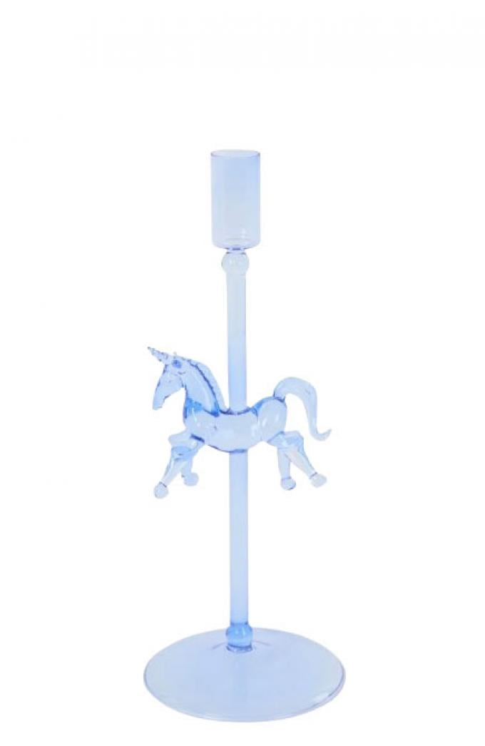 Glazen kaarshouder met paard ‘Pegasus’ (H 27 cm)