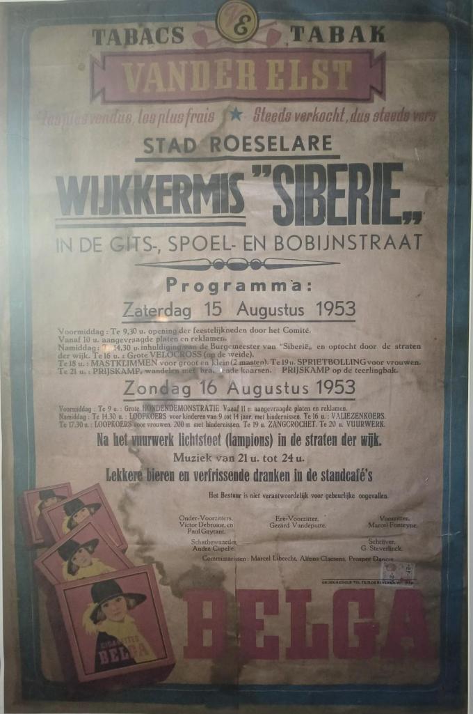 In het café hangt ook een affiche van de wijkkermis van 1953, dus al ruim 70 jaar geleden.
