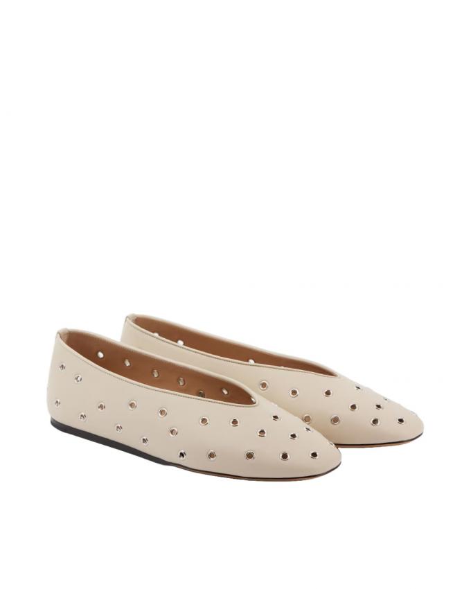 Beige ballerina's met studringen