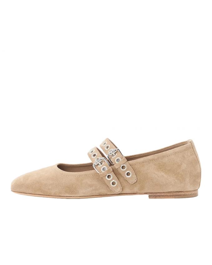 Beige suède ballerina's 