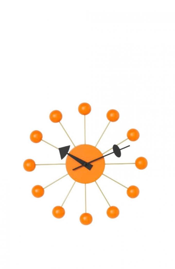 Oranje houten wandklok ‘Ball clock’ (Ø 33 cm) 