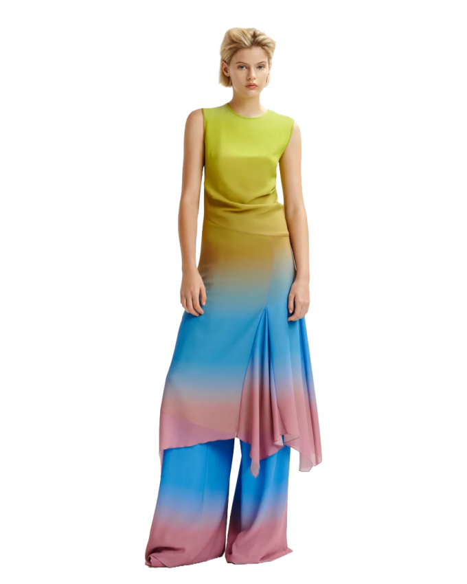 Jurk en broek met tie-dyeprint