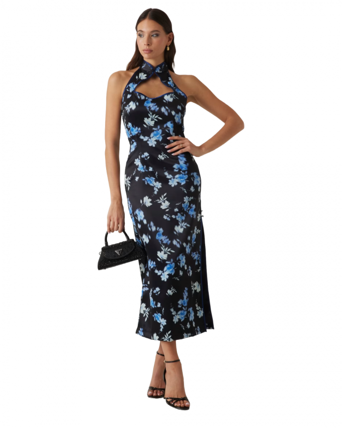 Halterjurk met bloemenprint