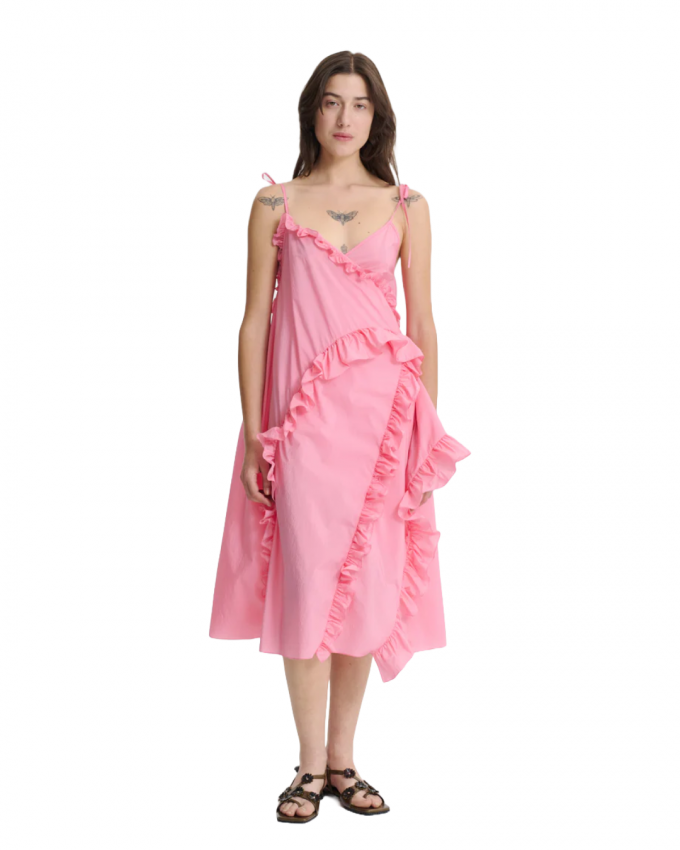 Midi jurk met ruches 