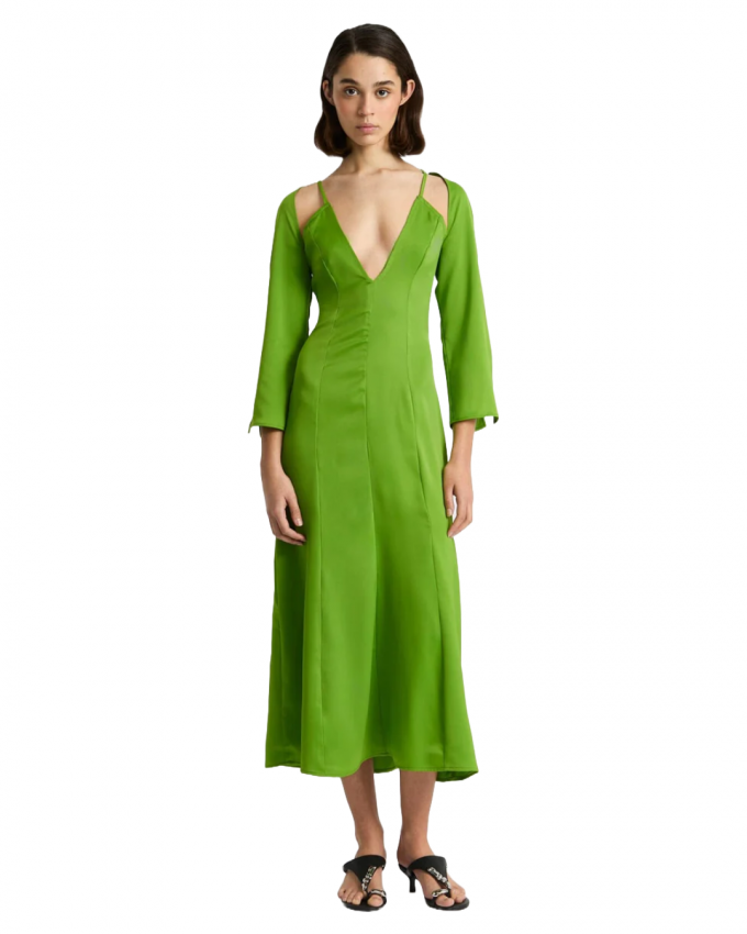 Groene jurk met mouwen 