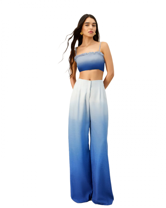 Broek met top in degradé blauw