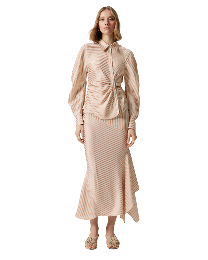 Asymmetrische hemd en jurk met strepen