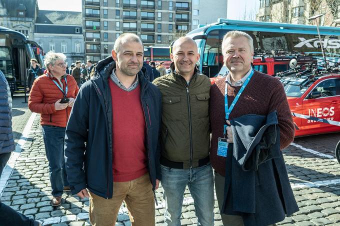 Dieter Devoldere, Pieter Degryse en Peter Patteeuw op het Polenplein.