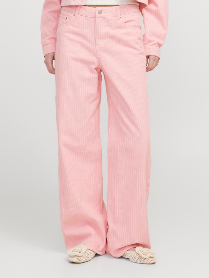 Pantalon rose à lignes