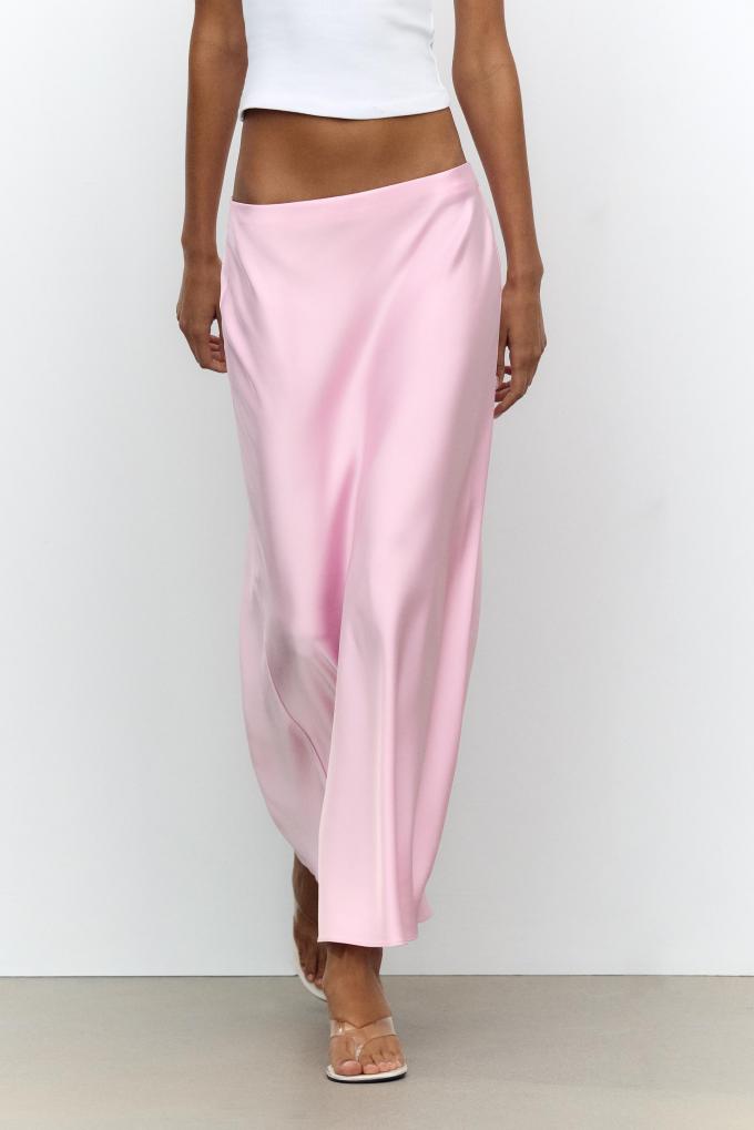 Jupe en satin rose