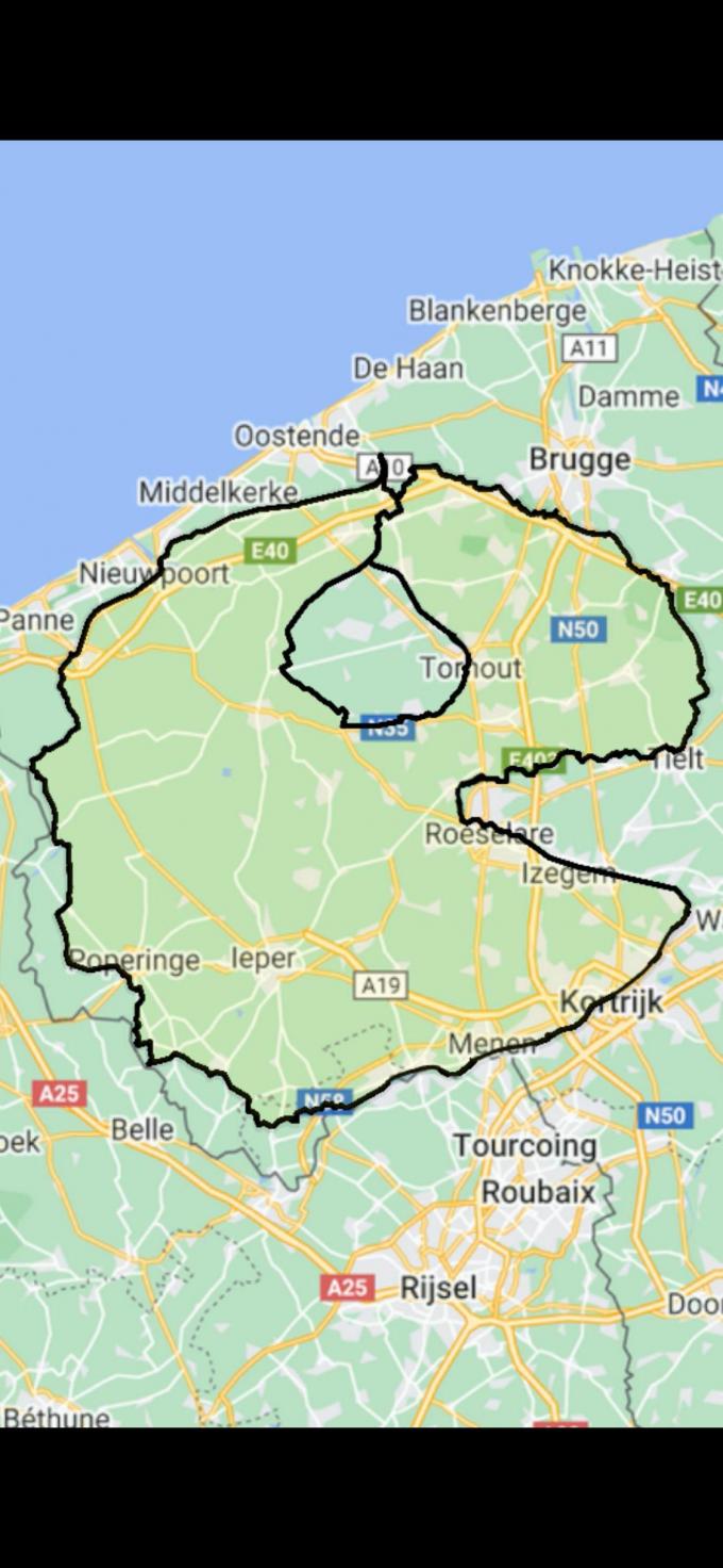 Het totale PacMan-parcours is 300 kilometer lang, maar wie het rustiger aan wil pakken, kan het ‘oog’ van het figuurtje fietsen, goed voor 70 kilometer.