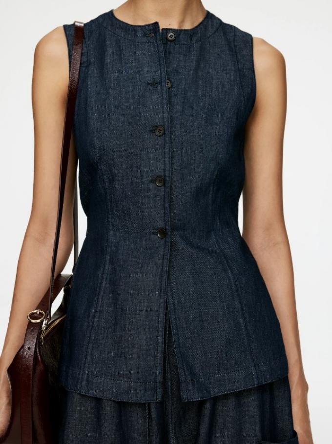 Denim kostuumgilet