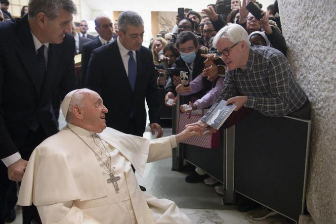 Tom bij de paus vorig jaar.