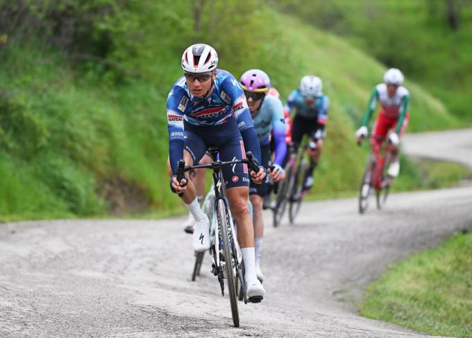 Mauri Vansevenant in actie tijdens de Settimana Internazionale Coppi e Bartali eind maart.