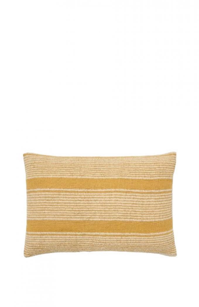 Katoenen kussenhoes met mosterdkleurige en beige jute borduursels (40 x 60 cm) 