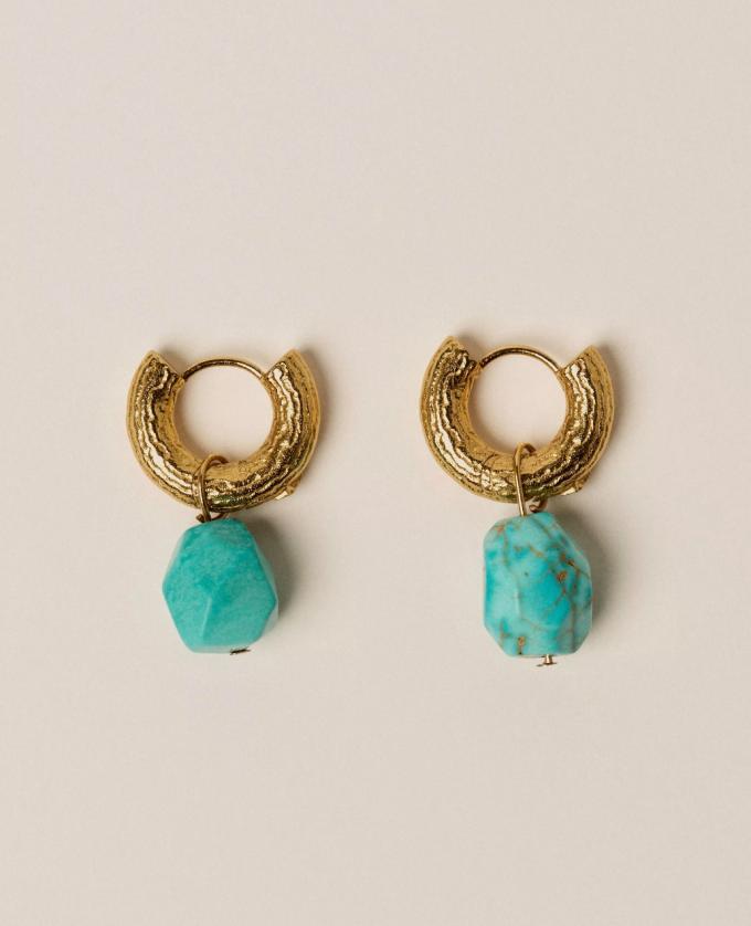Boucles d’oreilles dorées à pierres turquoises