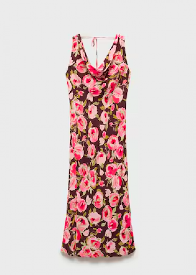 Robe fleurie col bénitier 