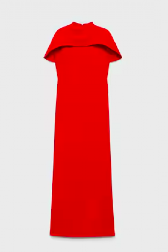 Robe droite col cape 