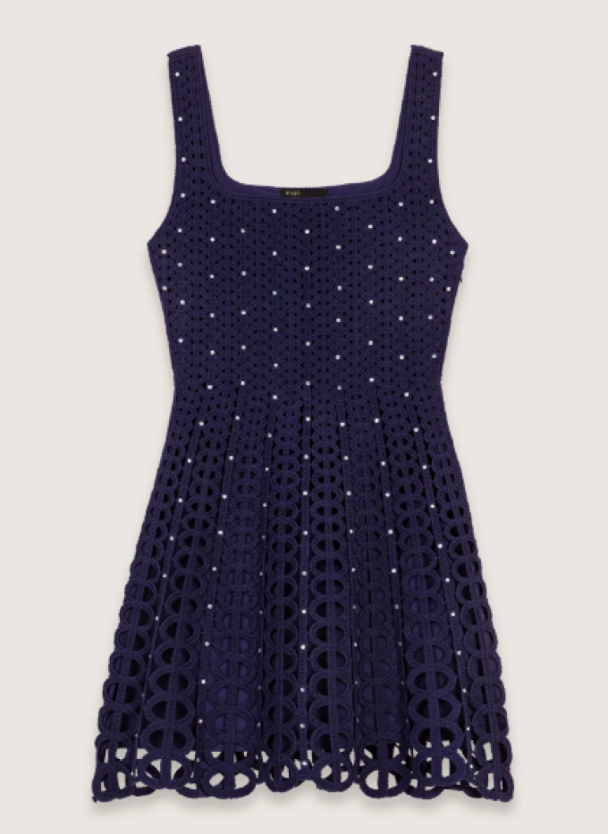 Robe courte en crochet strassée