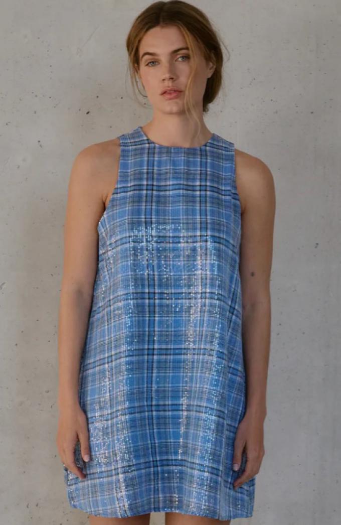 Geruite jurk met sequins 