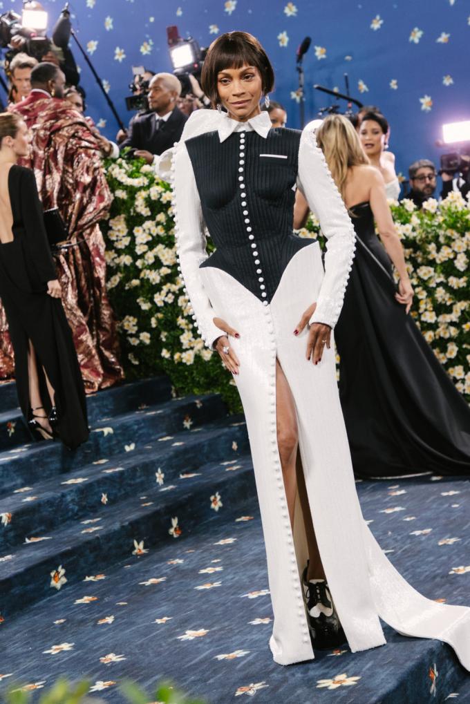 Zoe Saldaña in Thom Browne