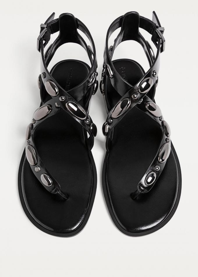 Zwarte sandalen met metalen details