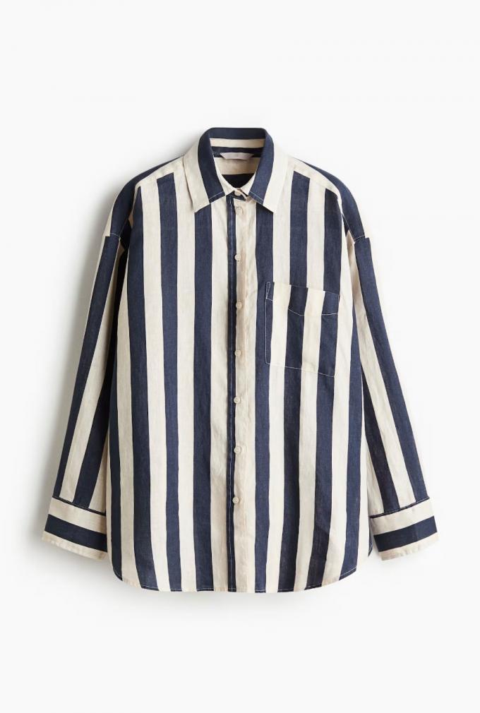 Chemise en lin bleu et blanche