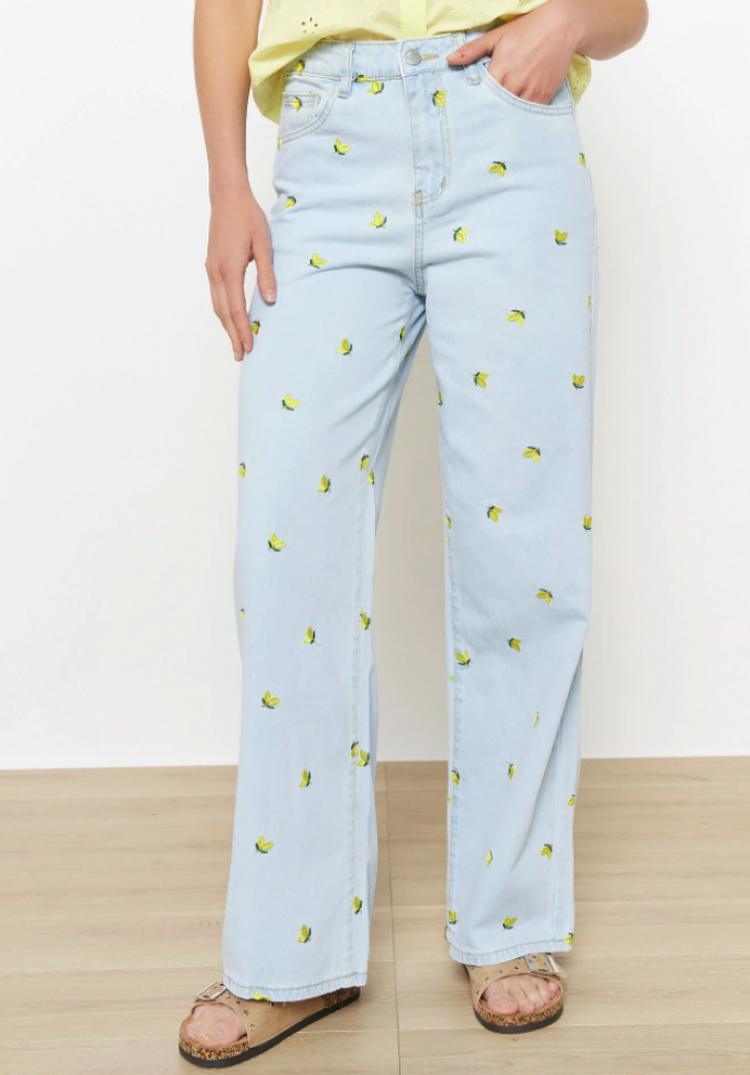 Jean large taille haute 