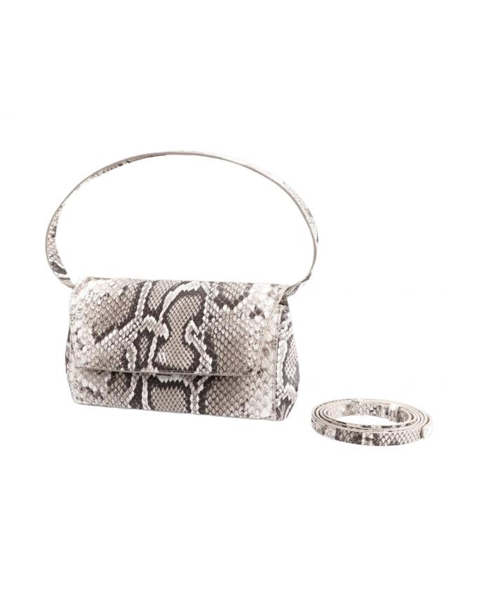 Kalfsleren clutch met slangenprint