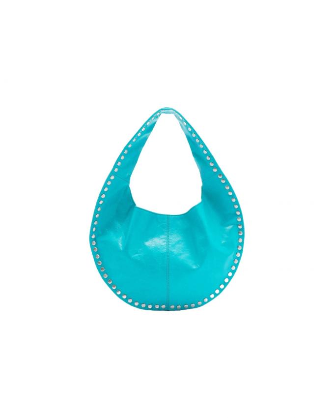 Schoudertas in zwembadblauw met studs